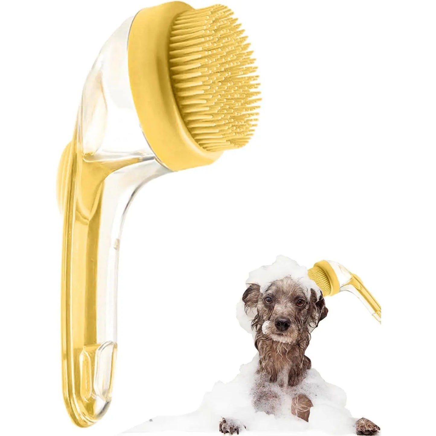 Pet Bath Brush,Dog Shampoo Brush Bubble Maker,New 2 in 1 Dog Bath Brush with Built-In Shampoo Dispenser,Bathing Dog Grooming Massage Brush for Showering Long and Short Haired Dogs and Cats(Blue)