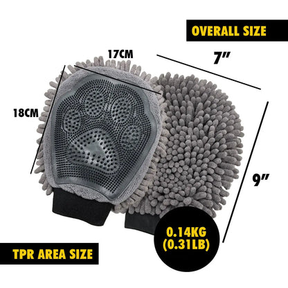 Muddy Mat® Dog Washing Gloves – Dual-Sided Pet Grooming Mitt with TPR Brush & Chenille Microfiber – Dog Wash Mitt for Bathing, Shedding & Hair Removal – Pet Bath Gloves for All Coat Types