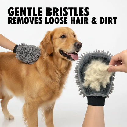 Muddy Mat® Dog Washing Gloves – Dual-Sided Pet Grooming Mitt with TPR Brush & Chenille Microfiber – Dog Wash Mitt for Bathing, Shedding & Hair Removal – Pet Bath Gloves for All Coat Types