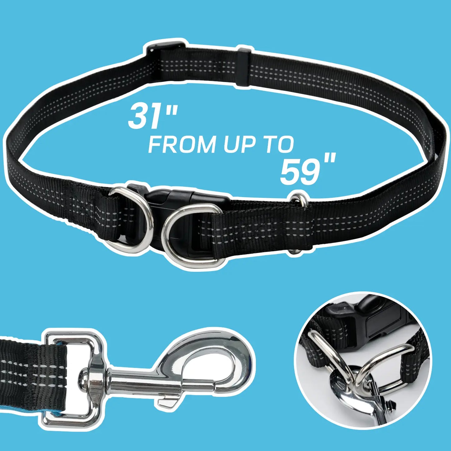Geoorood Hands Free Lazy Dog Leash with Zipper Pouch for Medium Dogs (8-100Lbs) Walking, Jogging and Running Summervibes Petlovers