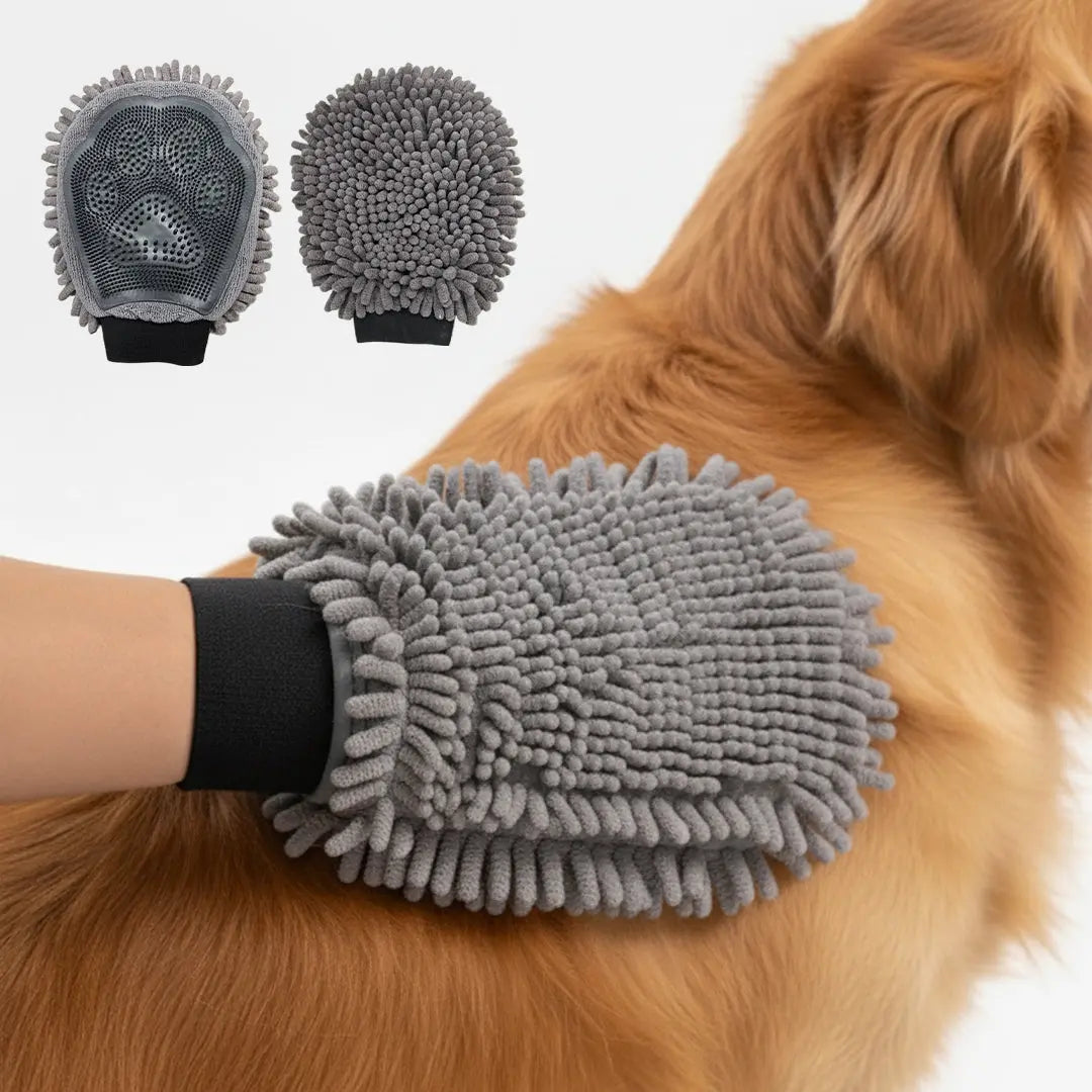 Muddy Mat® Dog Washing Gloves – Dual-Sided Pet Grooming Mitt with TPR Brush & Chenille Microfiber – Dog Wash Mitt for Bathing, Shedding & Hair Removal – Pet Bath Gloves for All Coat Types