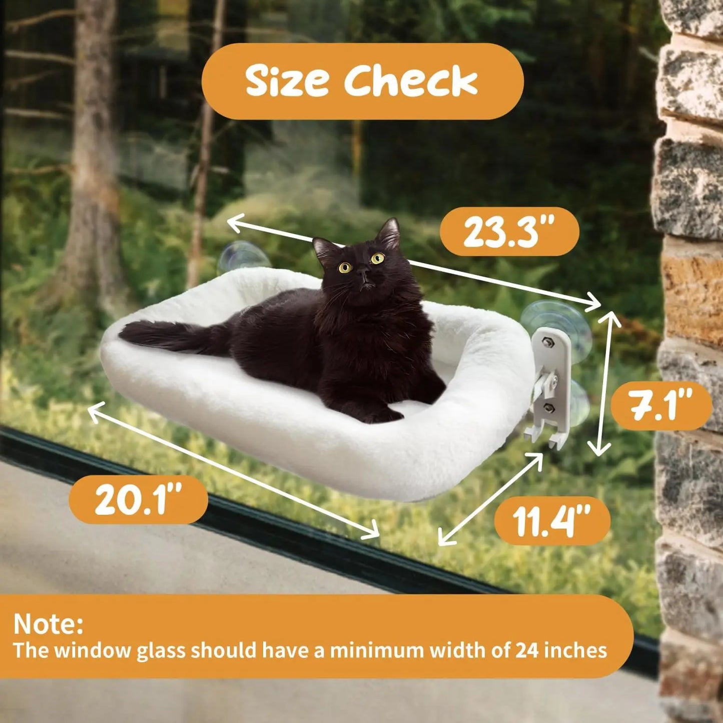POMESEA Folding Cat Window Perch Hammock, Cordless Elevated Cat Bed with Strong Suction Cups & Sturdy Metal Frame, Machine Washable Window Seat for Cats