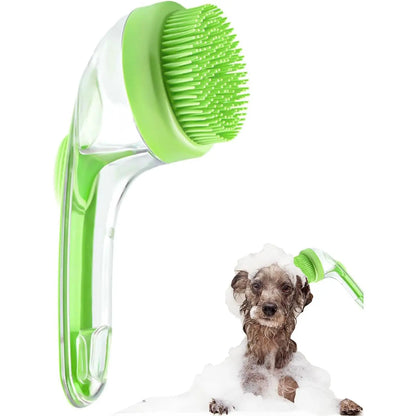 Pet Bath Brush,Dog Shampoo Brush Bubble Maker,New 2 in 1 Dog Bath Brush with Built-In Shampoo Dispenser,Bathing Dog Grooming Massage Brush for Showering Long and Short Haired Dogs and Cats(Blue)