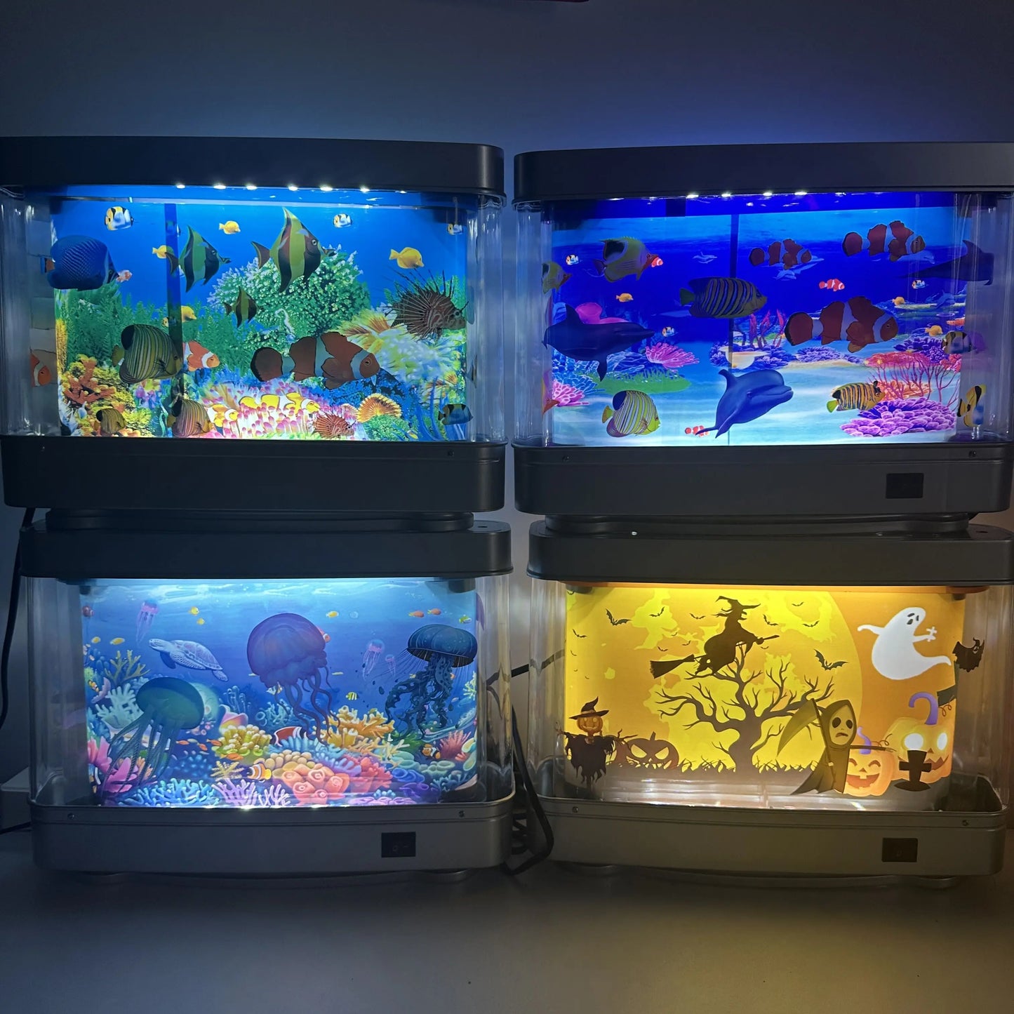 Led Desk Lamp Fake Fish Tank Lamp Ocean Aquarium Decorative Lamp Artificial Tropical Aquarium Lights Motion Lamp Nostalgic 2000S Jellyfish Dolphin Halloween Lamp Halloween Giftsaquarium Lamp