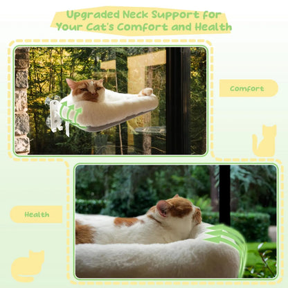 POMESEA Folding Cat Window Perch Hammock, Cordless Elevated Cat Bed with Strong Suction Cups & Sturdy Metal Frame, Machine Washable Window Seat for Cats