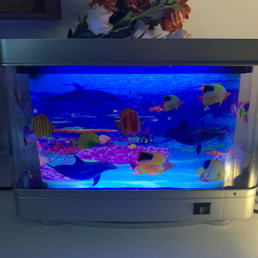 Led Desk Lamp Fake Fish Tank Lamp Ocean Aquarium Decorative Lamp Artificial Tropical Aquarium Lights Motion Lamp Nostalgic 2000S Jellyfish Dolphin Halloween Lamp Halloween Giftsaquarium Lamp