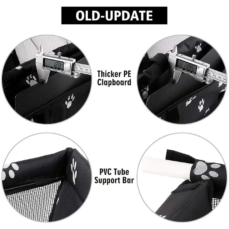 Dog Car Booster Seat and Travel Basket, Oxford Breathable Foldable Soft Washable Pet Carrier, Safety Leash and Adjustable Straps