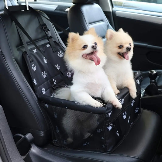 Dog Car Booster Seat and Travel Basket, Oxford Breathable Foldable Soft Washable Pet Carrier, Safety Leash and Adjustable Straps