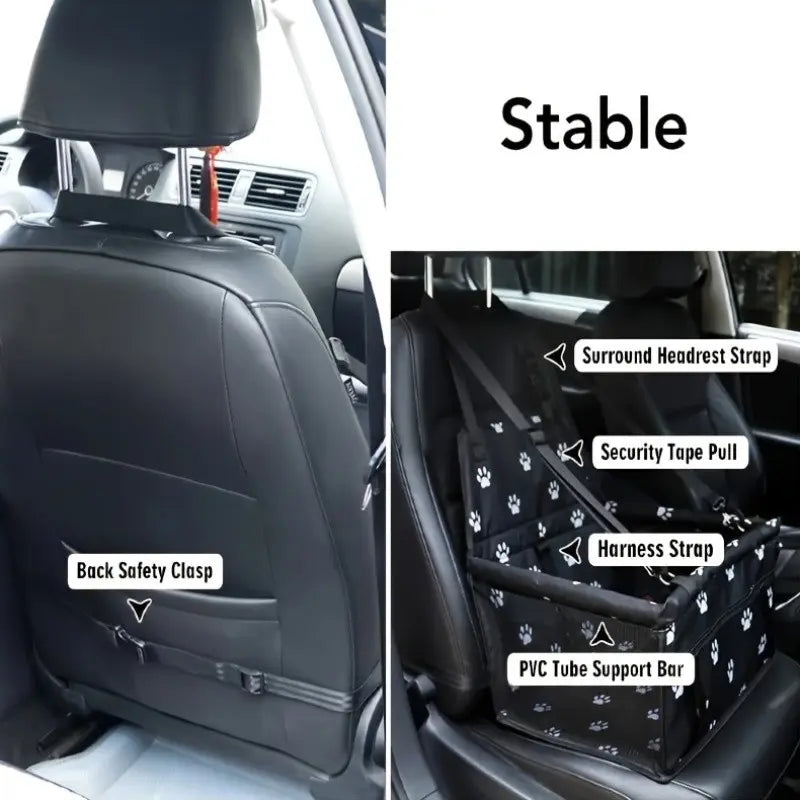 Dog Car Booster Seat and Travel Basket, Oxford Breathable Foldable Soft Washable Pet Carrier, Safety Leash and Adjustable Straps
