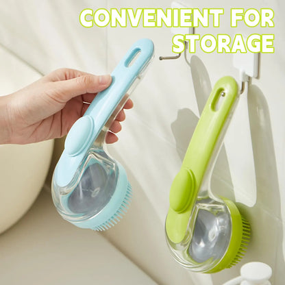 Pet Bath Brush,Dog Shampoo Brush Bubble Maker,New 2 in 1 Dog Bath Brush with Built-In Shampoo Dispenser,Bathing Dog Grooming Massage Brush for Showering Long and Short Haired Dogs and Cats(Blue)