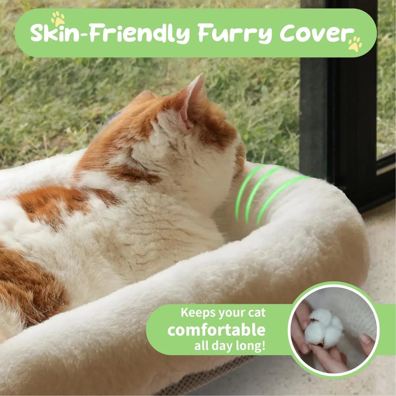 POMESEA Folding Cat Window Perch Hammock, Cordless Elevated Cat Bed with Strong Suction Cups & Sturdy Metal Frame, Machine Washable Window Seat for Cats