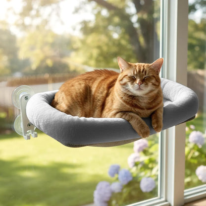 POMESEA Folding Cat Window Perch Hammock, Cordless Elevated Cat Bed with Strong Suction Cups & Sturdy Metal Frame, Machine Washable Window Seat for Cats