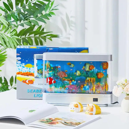 Led Desk Lamp Fake Fish Tank Lamp Ocean Aquarium Decorative Lamp Artificial Tropical Aquarium Lights Motion Lamp Nostalgic 2000S Jellyfish Dolphin Halloween Lamp Halloween Giftsaquarium Lamp