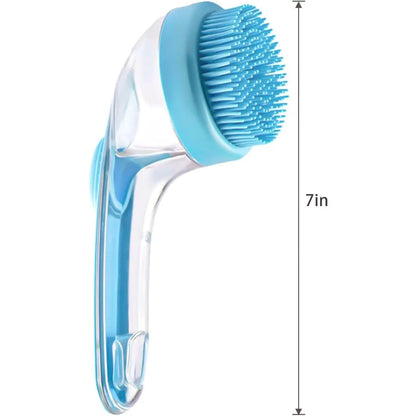 Pet Bath Brush,Dog Shampoo Brush Bubble Maker,New 2 in 1 Dog Bath Brush with Built-In Shampoo Dispenser,Bathing Dog Grooming Massage Brush for Showering Long and Short Haired Dogs and Cats(Blue)