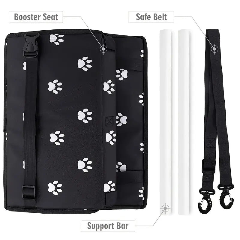Dog Car Booster Seat and Travel Basket, Oxford Breathable Foldable Soft Washable Pet Carrier, Safety Leash and Adjustable Straps