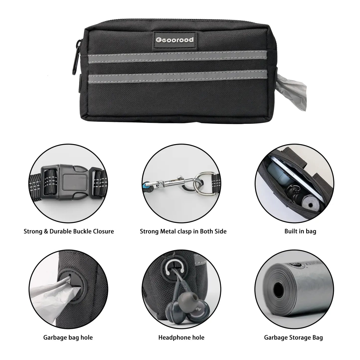 Geoorood Hands Free Lazy Dog Leash with Zipper Pouch for Medium Dogs (8-100Lbs) Walking, Jogging and Running Summervibes Petlovers