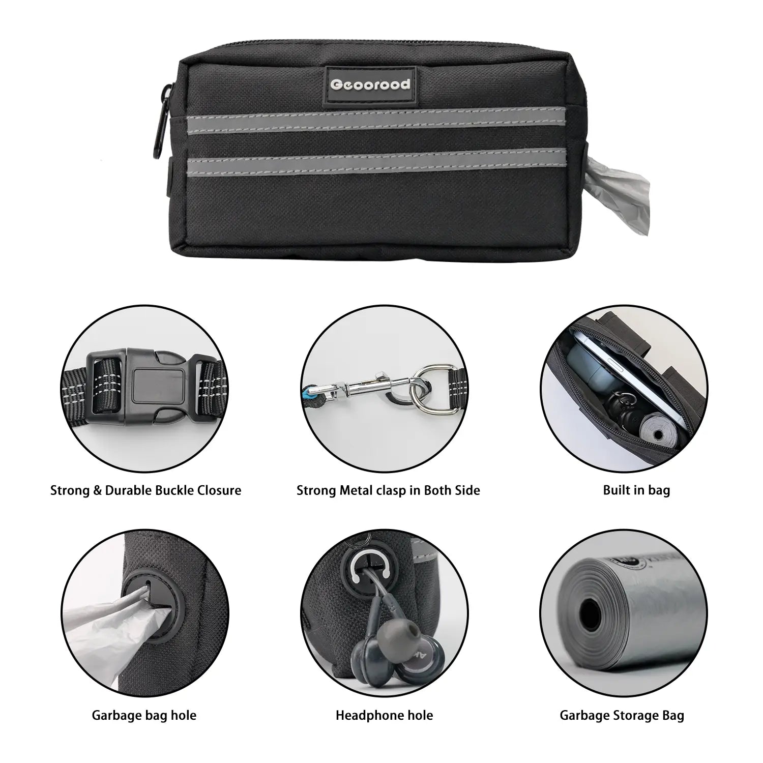 Geoorood Hands Free Lazy Dog Leash with Zipper Pouch for Medium Dogs (8-100Lbs) Walking, Jogging and Running Summervibes Petlovers
