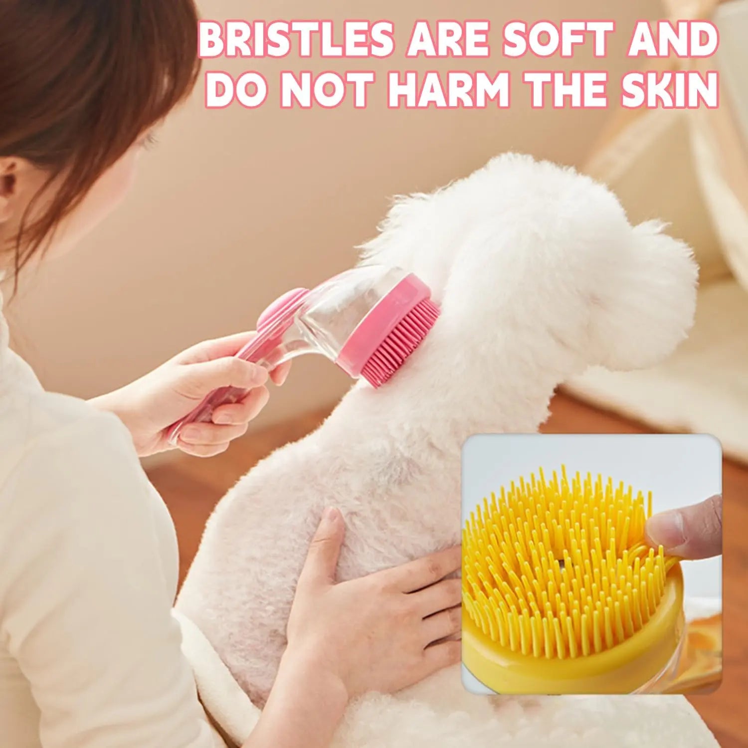 Pet Bath Brush,Dog Shampoo Brush Bubble Maker,New 2 in 1 Dog Bath Brush with Built-In Shampoo Dispenser,Bathing Dog Grooming Massage Brush for Showering Long and Short Haired Dogs and Cats(Blue)