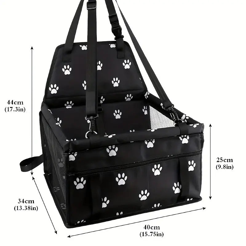 Dog Car Booster Seat and Travel Basket, Oxford Breathable Foldable Soft Washable Pet Carrier, Safety Leash and Adjustable Straps