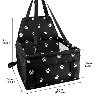 Dog Car Booster Seat and Travel Basket, Oxford Breathable Foldable Soft Washable Pet Carrier, Safety Leash and Adjustable Straps